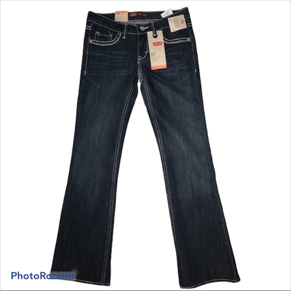 NWT LEVIS GIRLS DARK WASH BOOT CUT JEANS - Picture 2 of 6